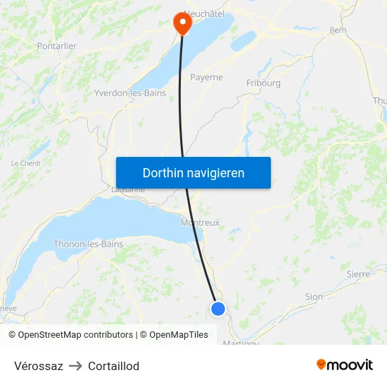 Vérossaz to Cortaillod map