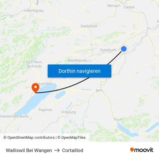Walliswil Bei Wangen to Cortaillod map