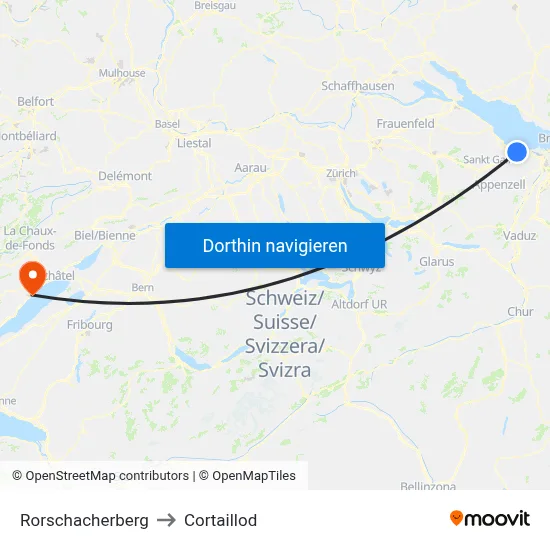 Rorschacherberg to Cortaillod map