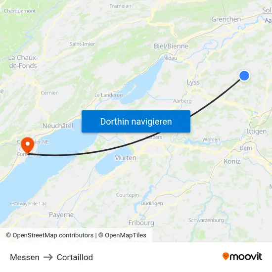 Messen to Cortaillod map