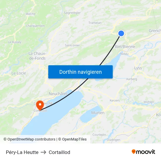 Péry-La Heutte to Cortaillod map