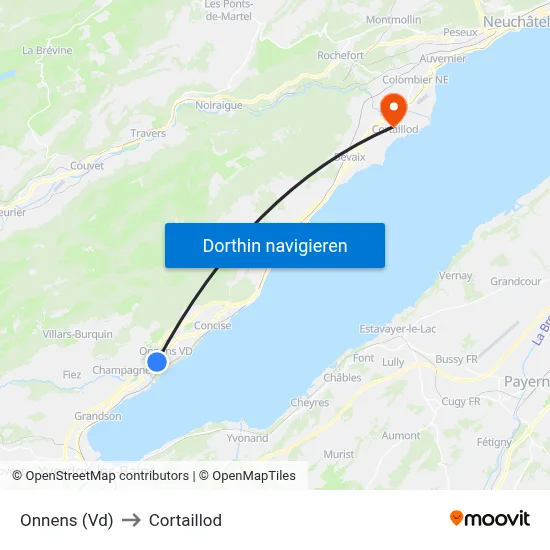 Onnens (Vd) to Cortaillod map