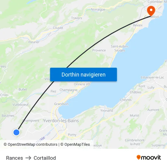 Rances to Cortaillod map