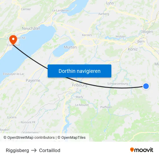 Riggisberg to Cortaillod map