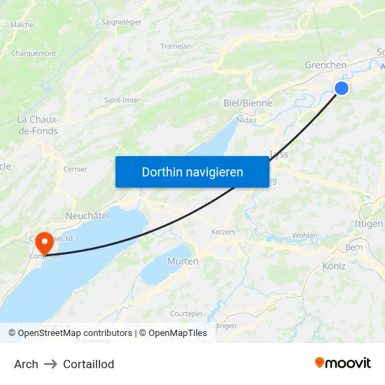 Arch to Cortaillod map