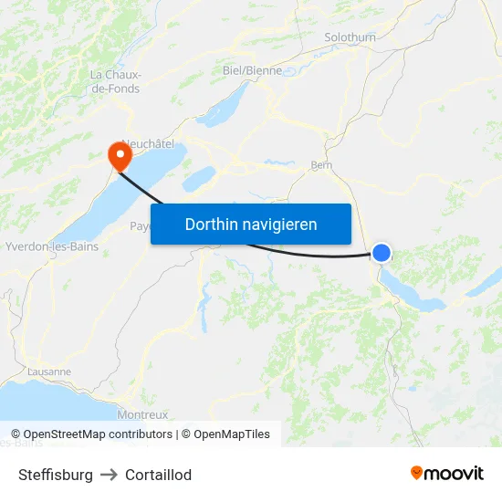 Steffisburg to Cortaillod map