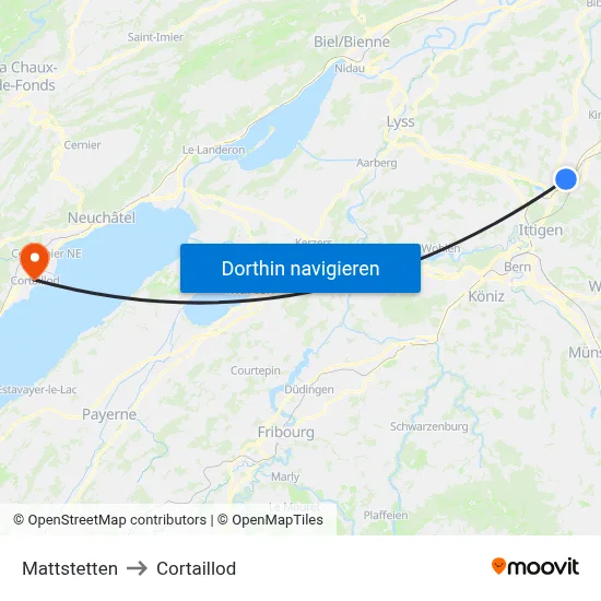 Mattstetten to Cortaillod map