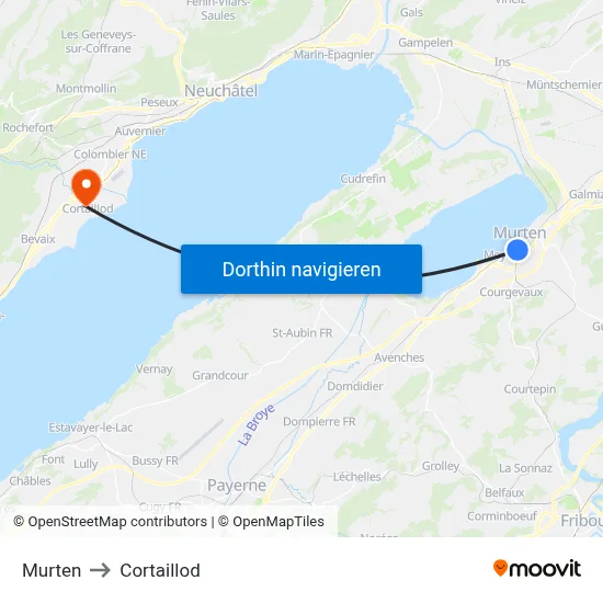 Murten to Cortaillod map