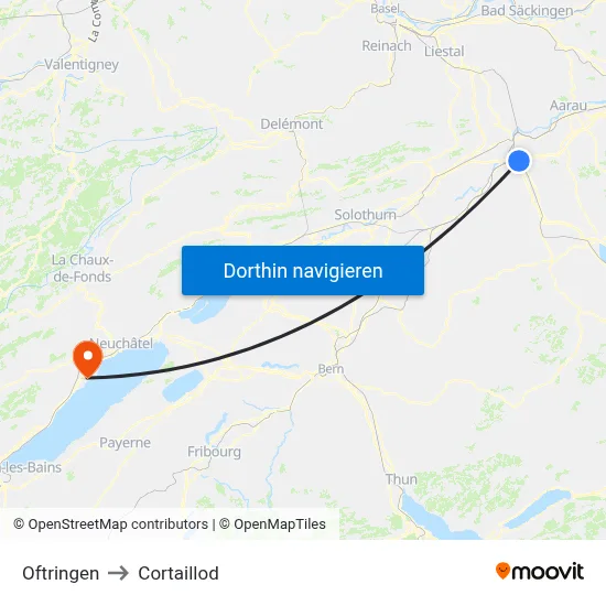 Oftringen to Cortaillod map
