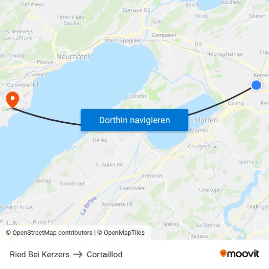 Ried Bei Kerzers to Cortaillod map