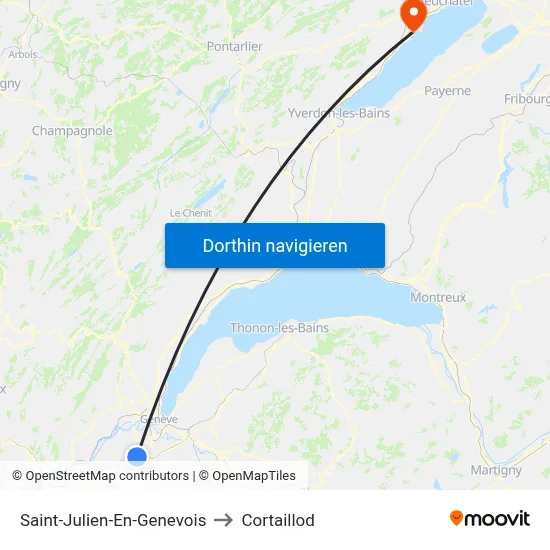 Saint-Julien-En-Genevois to Cortaillod map