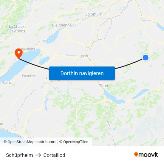 Schüpfheim to Cortaillod map
