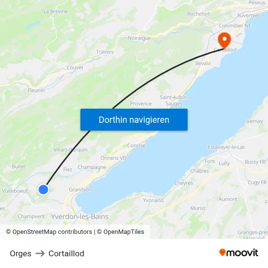 Orges to Cortaillod map
