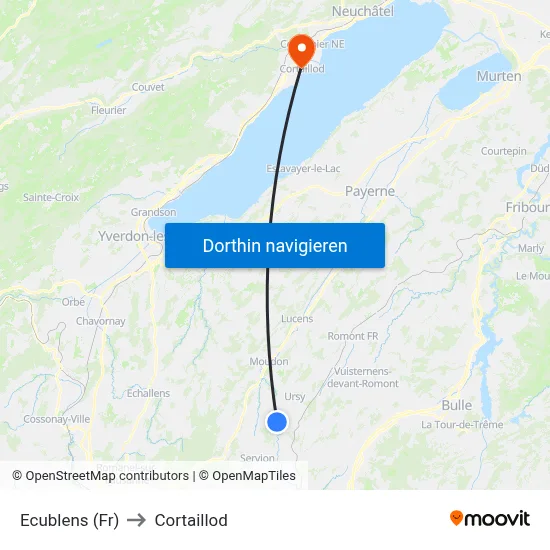 Ecublens (Fr) to Cortaillod map