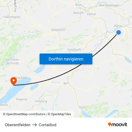 Oberentfelden to Cortaillod map