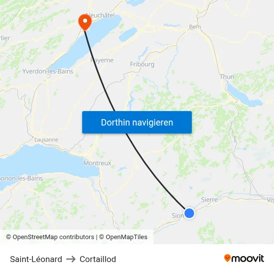 Saint-Léonard to Cortaillod map