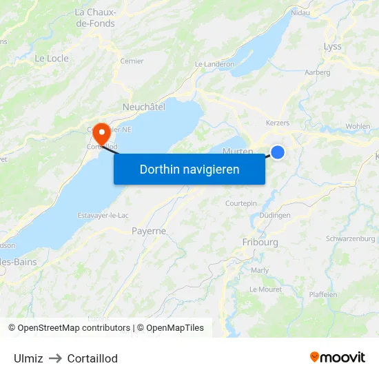 Ulmiz to Cortaillod map