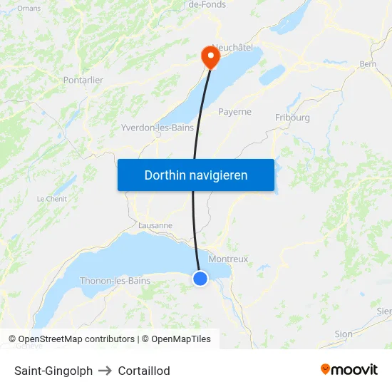 Saint-Gingolph to Cortaillod map