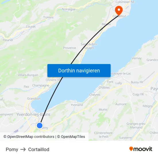 Pomy to Cortaillod map
