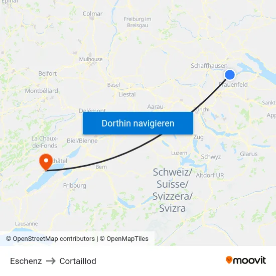 Eschenz to Cortaillod map