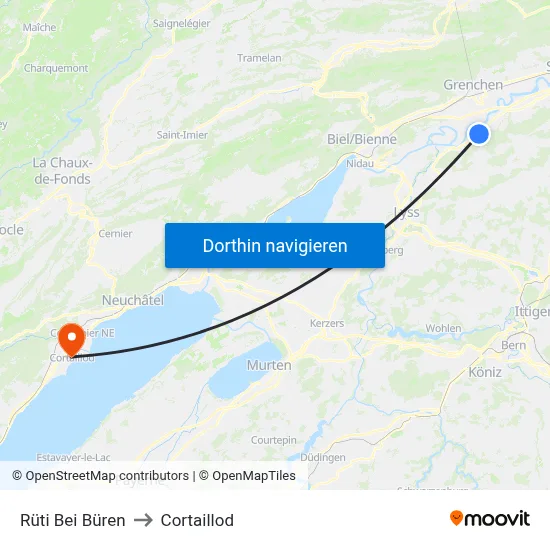 Rüti Bei Büren to Cortaillod map