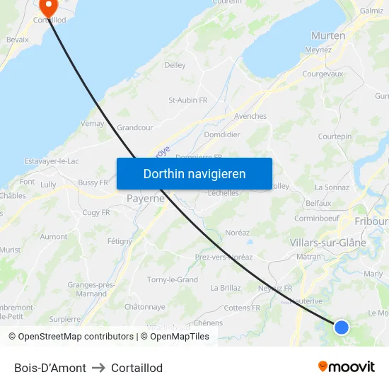 Bois-D’Amont to Cortaillod map
