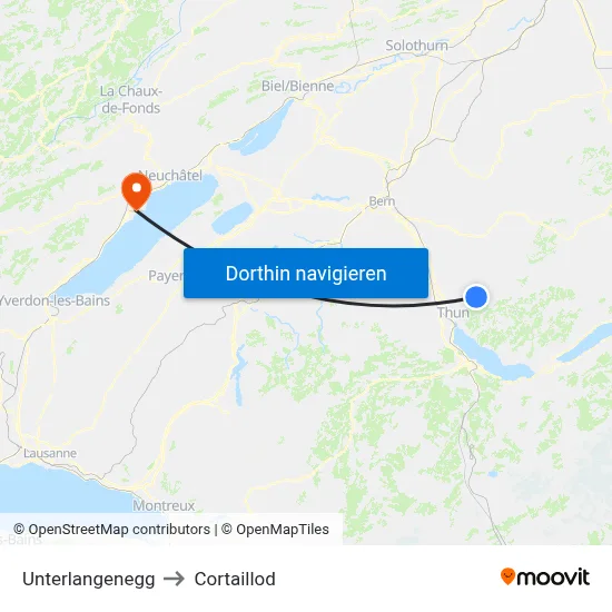 Unterlangenegg to Cortaillod map
