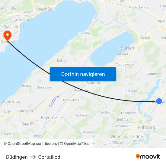 Düdingen to Cortaillod map