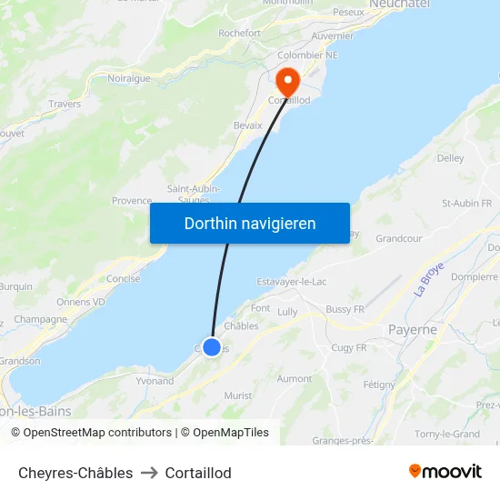 Cheyres-Châbles to Cortaillod map