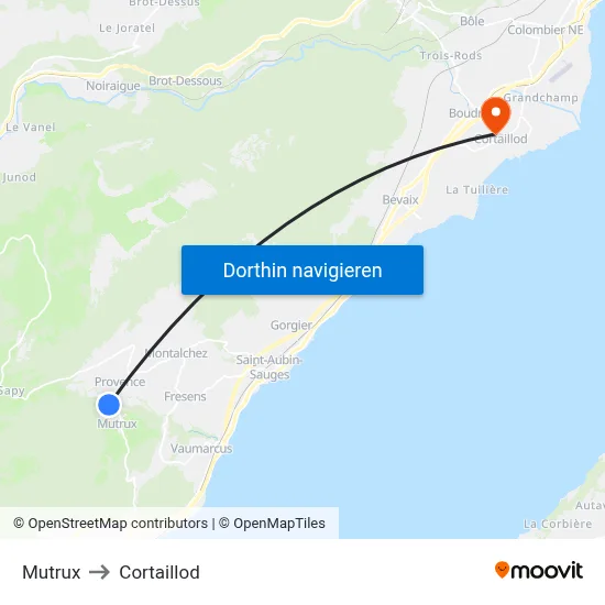 Mutrux to Cortaillod map