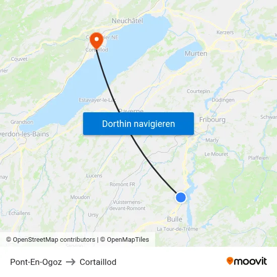 Pont-En-Ogoz to Cortaillod map