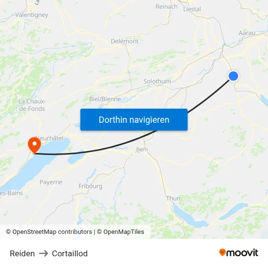 Reiden to Cortaillod map