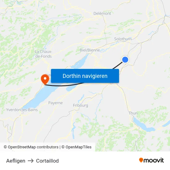 Aefligen to Cortaillod map