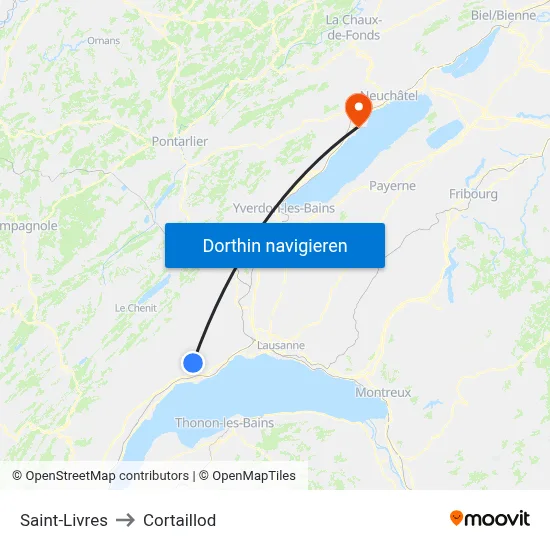 Saint-Livres to Cortaillod map