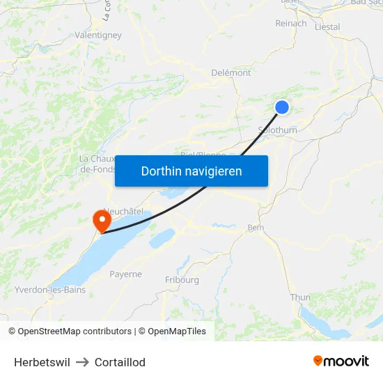 Herbetswil to Cortaillod map