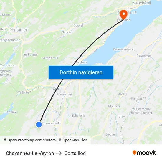 Chavannes-Le-Veyron to Cortaillod map