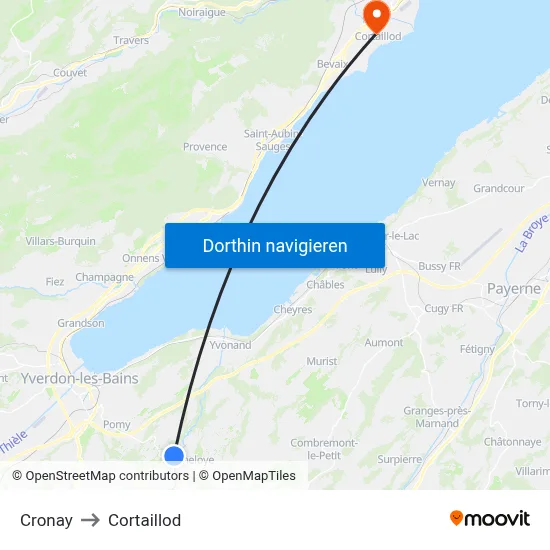 Cronay to Cortaillod map