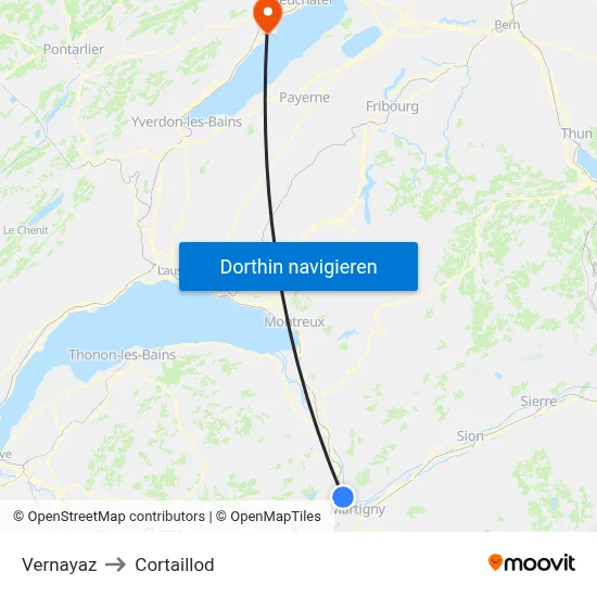 Vernayaz to Cortaillod map