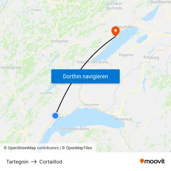 Tartegnin to Cortaillod map