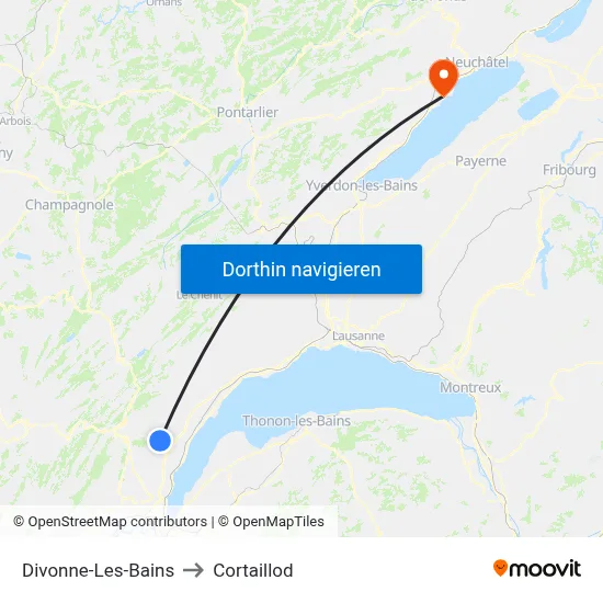 Divonne-Les-Bains to Cortaillod map