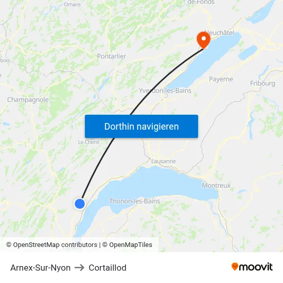 Arnex-Sur-Nyon to Cortaillod map