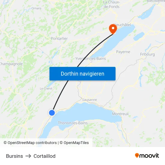 Bursins to Cortaillod map