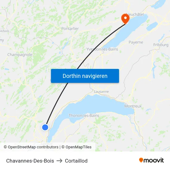 Chavannes-Des-Bois to Cortaillod map