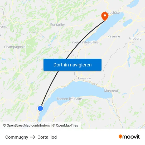 Commugny to Cortaillod map