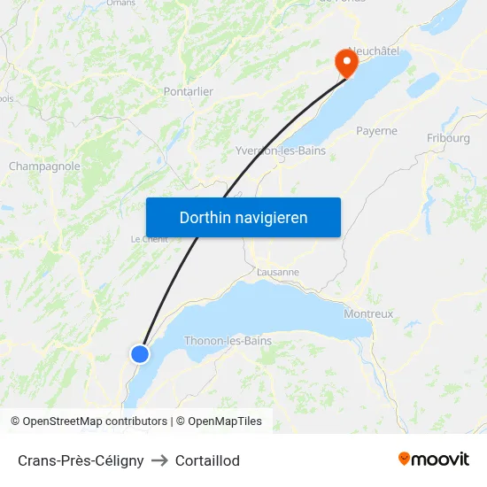 Crans-Près-Céligny to Cortaillod map