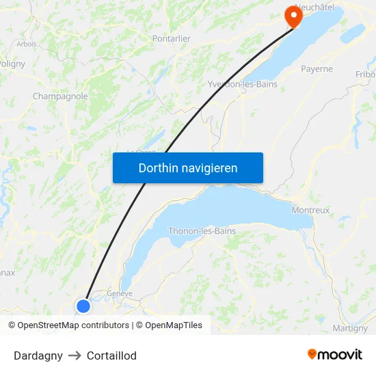 Dardagny to Cortaillod map