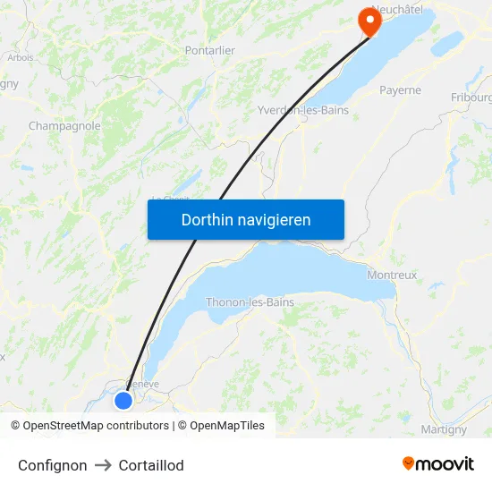 Confignon to Cortaillod map