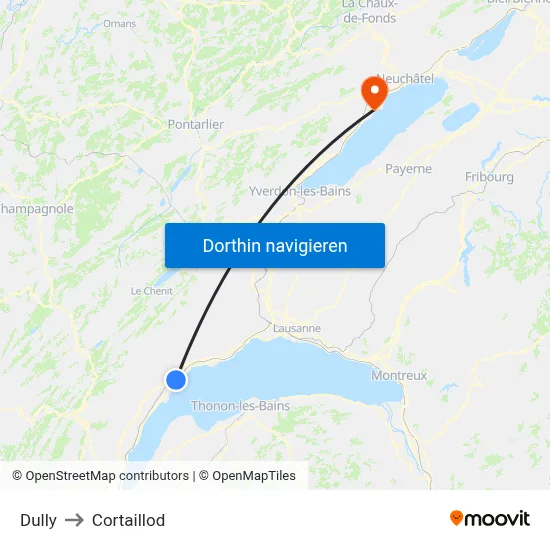 Dully to Cortaillod map