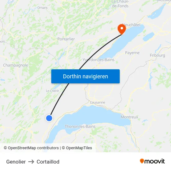 Genolier to Cortaillod map