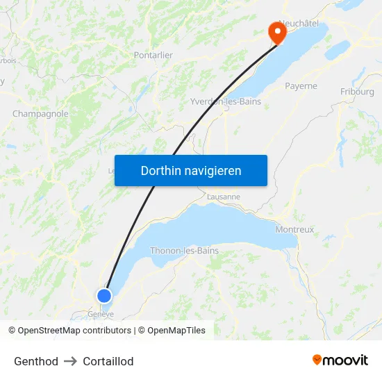 Genthod to Cortaillod map